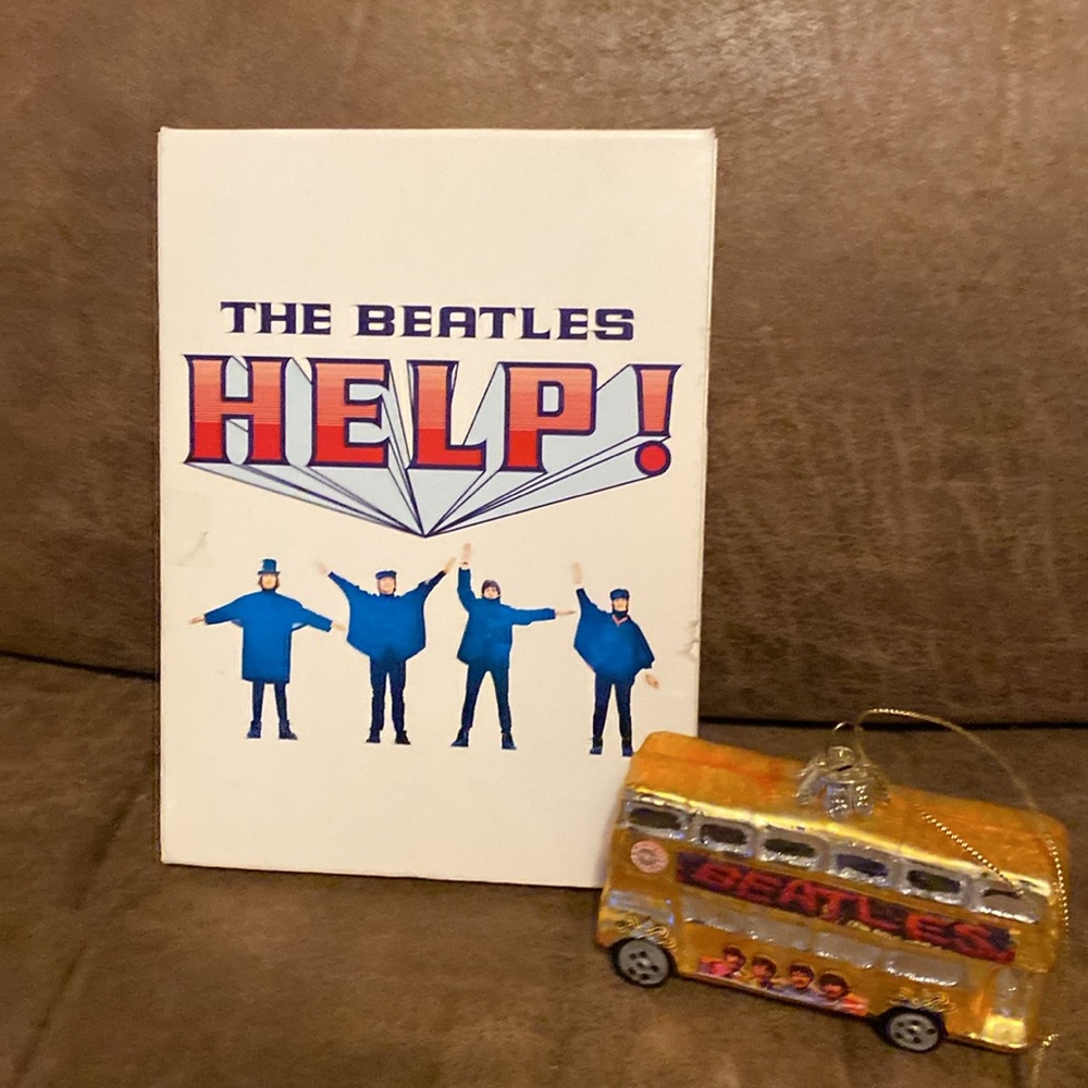BEATLES, 2 DVD set, HELP movie and a documentary; + BEATLES bus ornament
